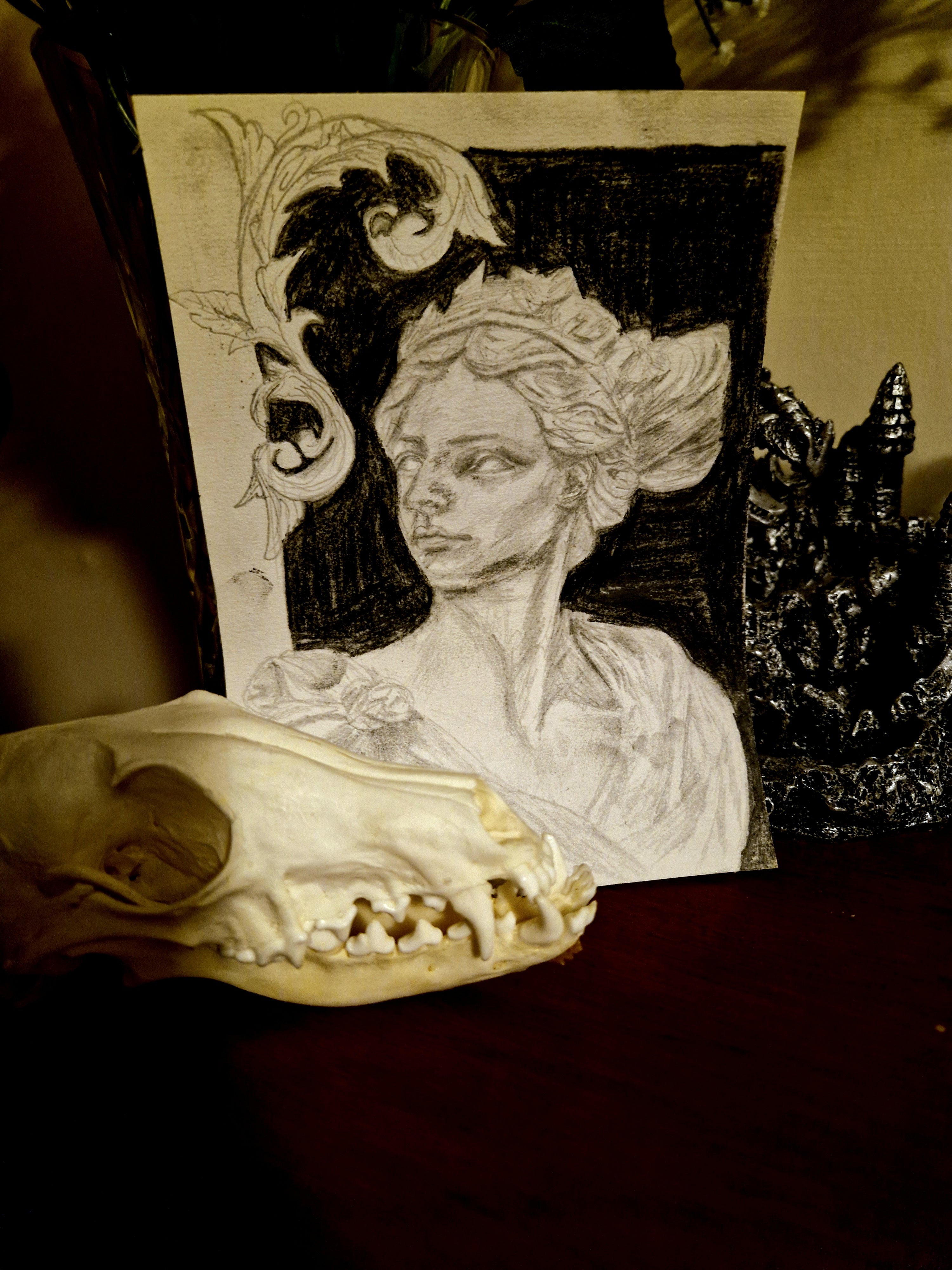 Woman of solitude charcoal print